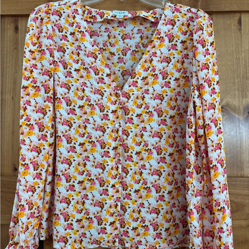J. Crew Floral Blouse - Pink, Yellow, White